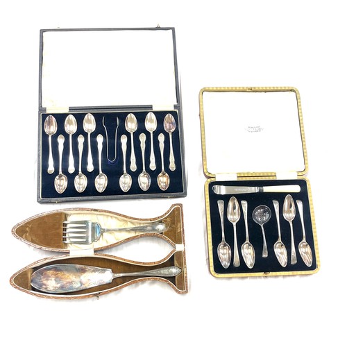 5 - 3 cased silver plated cutlery sets includes fish knife and fork etc