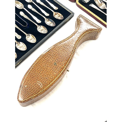 5 - 3 cased silver plated cutlery sets includes fish knife and fork etc