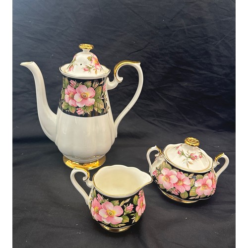 340 - Three pieces of Royal Albert pattern Provincial Rose Alberta Rose a tea pot, sugar bowl and milk jug