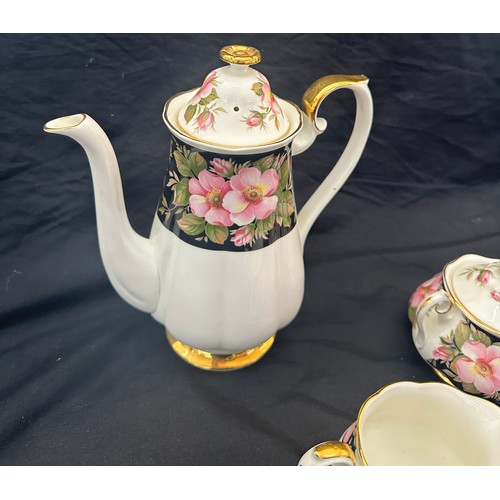 340 - Three pieces of Royal Albert pattern Provincial Rose Alberta Rose a tea pot, sugar bowl and milk jug