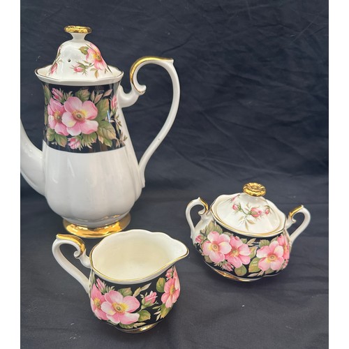 340 - Three pieces of Royal Albert pattern Provincial Rose Alberta Rose a tea pot, sugar bowl and milk jug