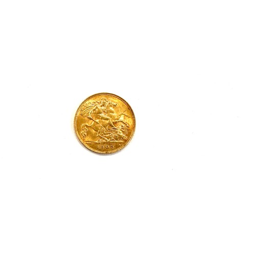 388 - 1909 Edwardian gold half sovereign, weight 4g