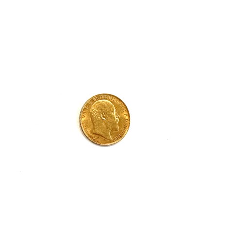 388 - 1909 Edwardian gold half sovereign, weight 4g