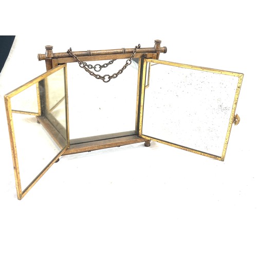 326 - Circa 1800, Chinoiserie Bamboo framed tri folding oriental opening triple dressing table mirror