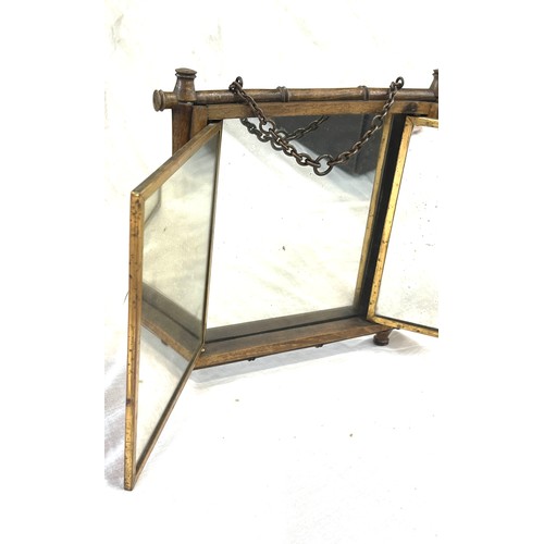 326 - Circa 1800, Chinoiserie Bamboo framed tri folding oriental opening triple dressing table mirror