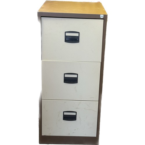 276 - Three drawer metal filing cabinet no keys