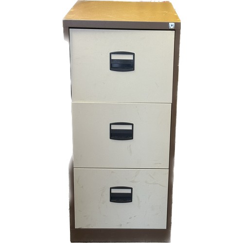 276 - Three drawer metal filing cabinet no keys