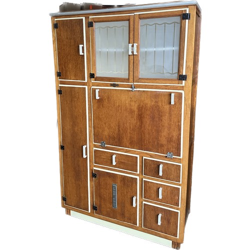 258 - Hygena oak kitchen cabinet measures approx 73 inches tall by 17 inches deep and 45 inches wide