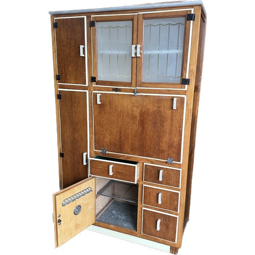 258 - Hygena oak kitchen cabinet measures approx 73 inches tall by 17 inches deep and 45 inches wide