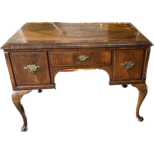 260 - mahogany three drawer Queen Anne desk measures approx 31 inches tall by 42 wide and 22 deep