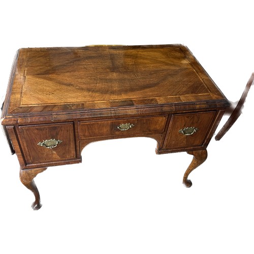 260 - mahogany three drawer Queen Anne desk measures approx 31 inches tall by 42 wide and 22 deep