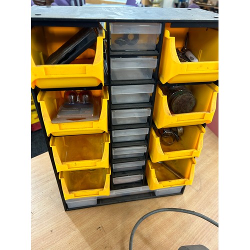 172 - Selection of 2 multi drawers and a 5 inch bench grinder