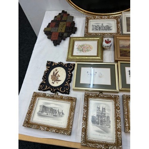 247 - Selection of frames, tray, oriental items etc