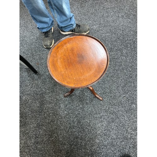 344 - Mahogany leather topped side table with a mahogany wine table