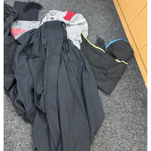 254 - Selection of graduation gowns, hats etc