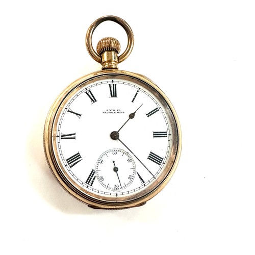 489 - Gold plated waltham open face pocket watch, untested