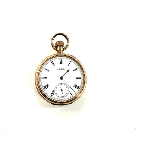 489 - Gold plated waltham open face pocket watch, untested