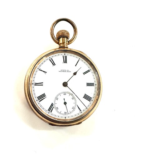 489 - Gold plated waltham open face pocket watch, untested