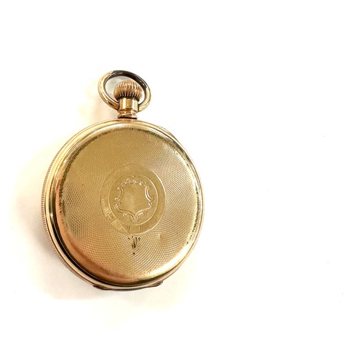 489 - Gold plated waltham open face pocket watch, untested