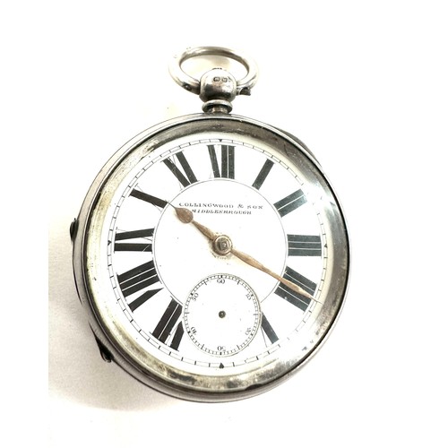 480 - Vintage collingwood and son middlesbrough silver pocket watch, in need of restoration