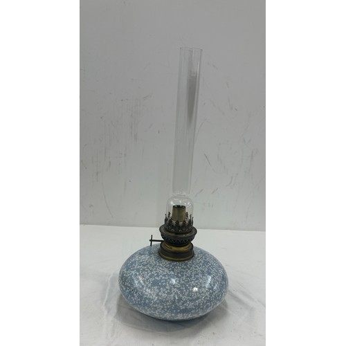 375 - Vintage oil lamp and funnel, height including funnel 17 inches tall