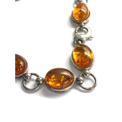 541 - .925 sterling silver &  amber heavy ring/ bead chain choker necklace 80g