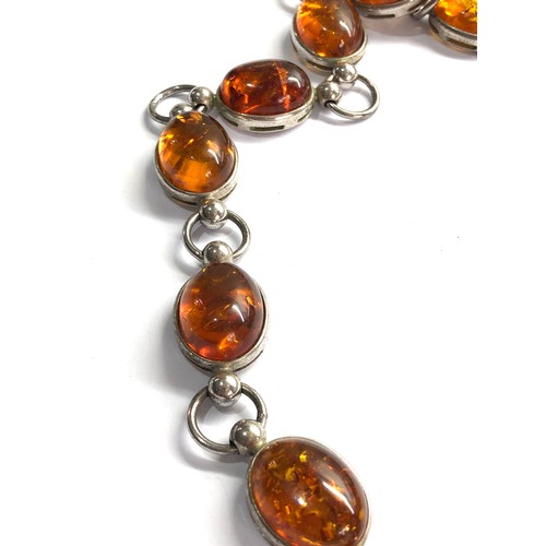 541 - .925 sterling silver &  amber heavy ring/ bead chain choker necklace 80g