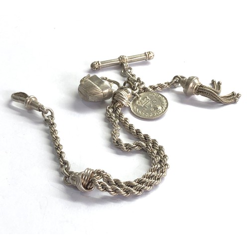 537 - victorian silver albertina watch chain