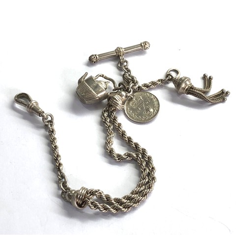 537 - victorian silver albertina watch chain