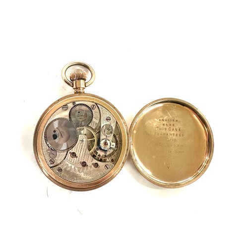 484 - the stone bow lever gold plated open face pocket watch, untested