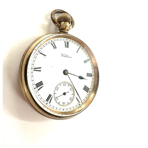 488 - Waltham gold plated open face pocket watch, untested