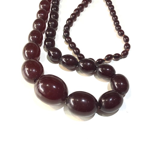 529 - cherry amber /bakelite type bead necklace no internal streaking weight 95g