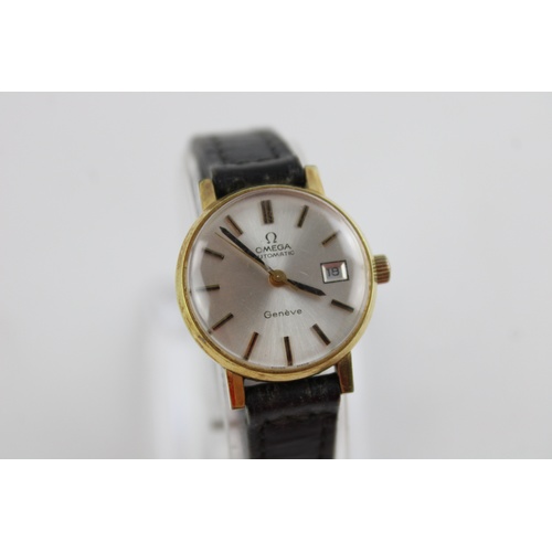 472 - Omega geneve ladies vintage gold tone wristwatch automatic watch working order but no warranty given