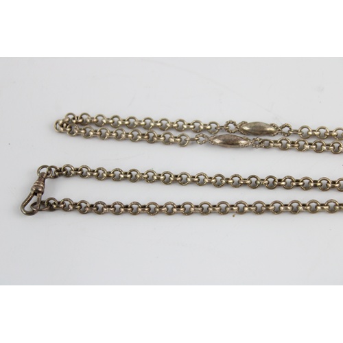 533 - Vintage mid century long length sterling silver ornate station necklace