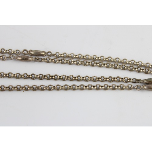 533 - Vintage mid century long length sterling silver ornate station necklace