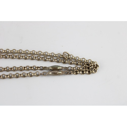 533 - Vintage mid century long length sterling silver ornate station necklace