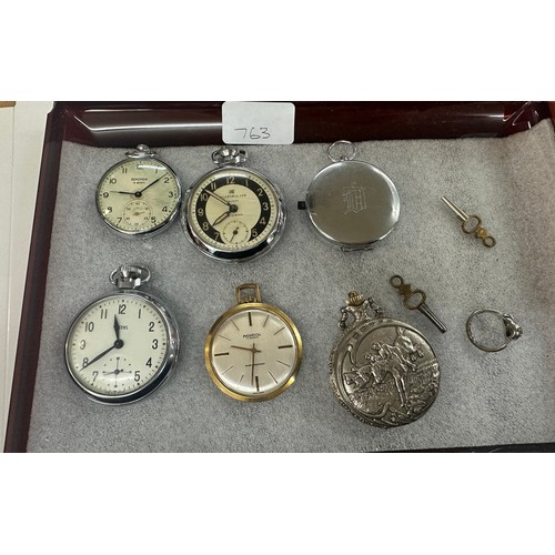 492 - Selection of pocket watches includes smiths, compass, ingersoll etc