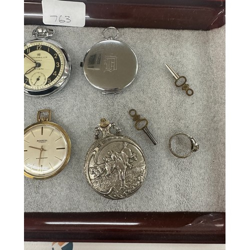 492 - Selection of pocket watches includes smiths, compass, ingersoll etc