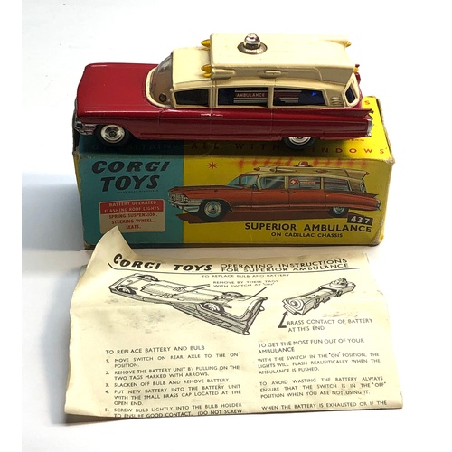 392 - Original boxed corgi 437 superior ambulance on cadillac chassis as shown condition