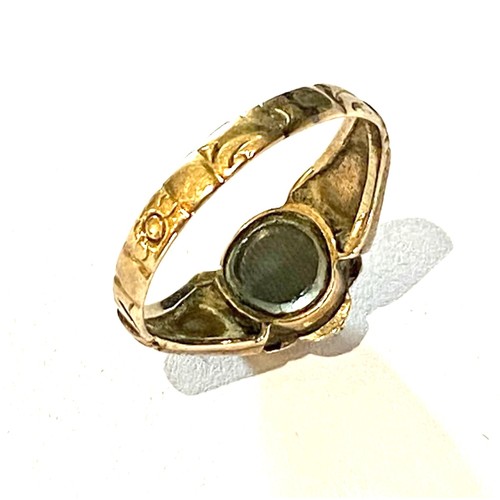 549 - Antique Georgian mourning ring with split pearls & diamonds with glass covered hair panel with split... 