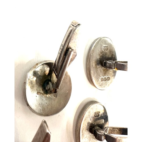 518 - Two pairs of silver hallmarked gents cufflinks and a selection of small silver items to include thim... 