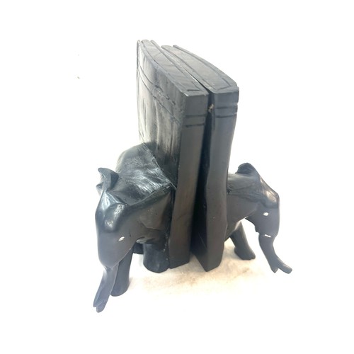 29 - Pair of vintage Ebony Elephant book ends measures approx 8 inches tall