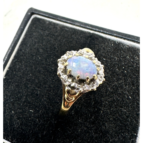 74 - 9ct gold opal & diamond ring weight 2.1g