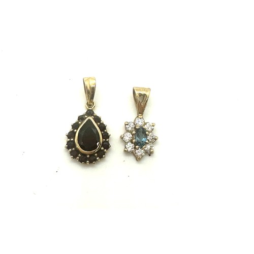 453 - 2, 9ct gold gem set pendants