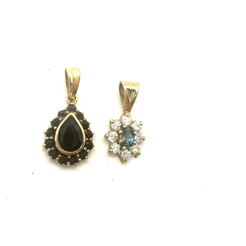 453 - 2, 9ct gold gem set pendants