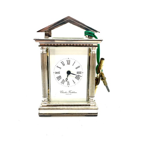 480 - Sterling silver Charles Frodsham carriage clock, hallmarks Birmingham 1992, gross weight 634g, winds... 