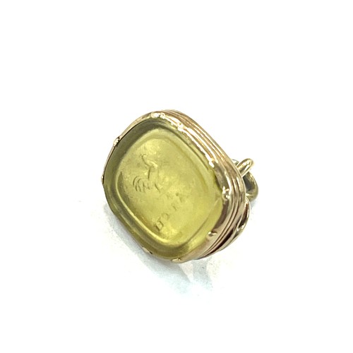 431 - Antique intaglio unmarked gold seal, 19th century, weight 3g