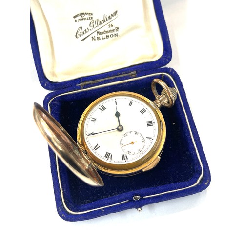 455 - Gentlemans gold plated quarter repeater pocket watch, diameter of case 5.2cm, winds and ticks, repea... 