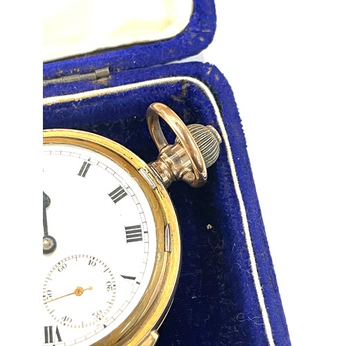 455 - Gentlemans gold plated quarter repeater pocket watch, diameter of case 5.2cm, winds and ticks, repea... 