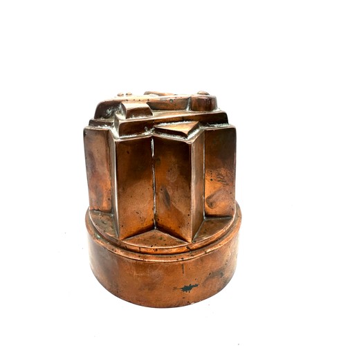 484 - Very rare Victorian copper jelly mould, with a masonic symbol to the top, Marked Jones Down Street 5... 